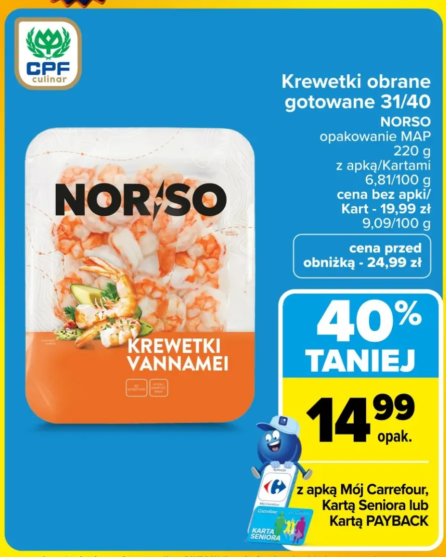 Krewetki obrane gotowane 31/40 Norso