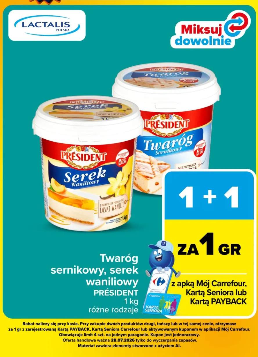 Twaróg sernikowy Président +1 wariant