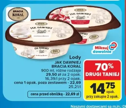 Lody śmietankowe Jak Dawniej Bracia Koral +1 wariant
