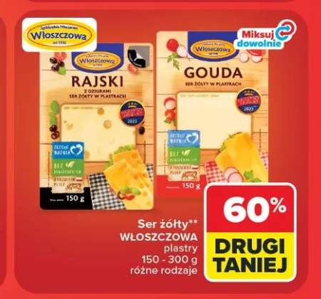 Ser żółty Rajski Włoszczowa plastry +1 wariant