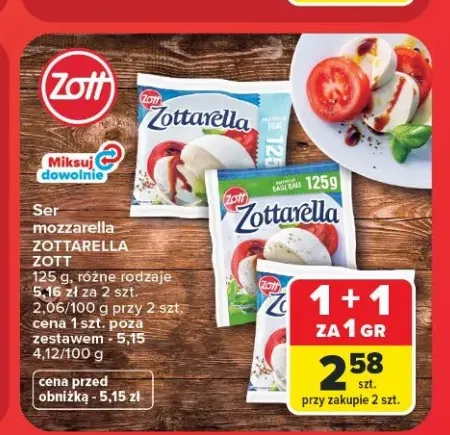 Ser mozzarella Zottarella Light Zott +1 wariant