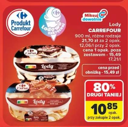 Lody Carrefour Lodowo Zakręceni czekoladowo-waniliowe