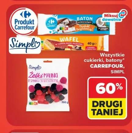 Cukierki, batony Carrefour, Simpl +3 warianty