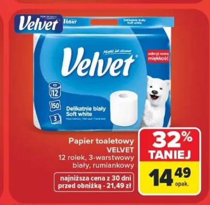 Papier toaletowy Velvet Delikatnie biały 12-pak
