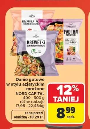 Danie gotowe mrożone Krewetki czosnkowe na makaronie Family Fish