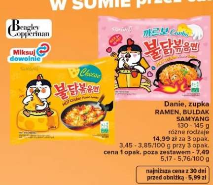 Danie zupka ramen Buldak Samyang Carbo +1 wariant