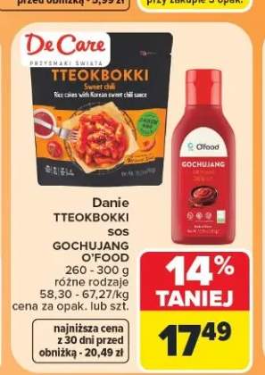 Danie Tteokbokki O'Food Sweet Chili +1 wariant