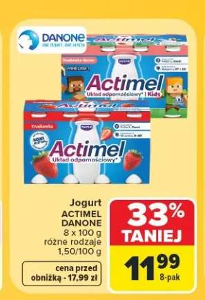 Jogurt Actimel Kids Truskawka Banan Danone 8-pak