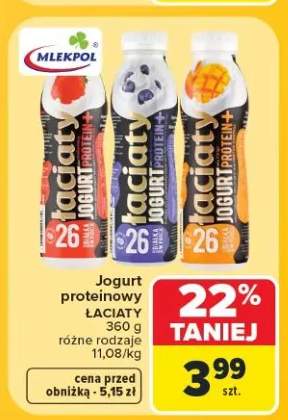 Jogurt proteinowy Łaciate borówka Mlekpol +2 warianty
