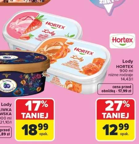 Lody Hortex śmietanka z truskawką +1 wariant