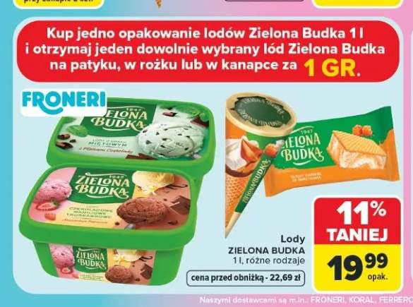 Lody Zielona Budka czekoladowe waniliowe truskawkowe +2 warianty