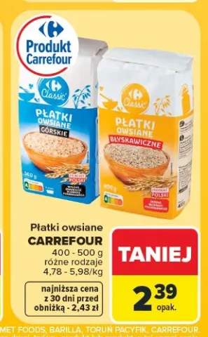 Płatki owsiane Carrefour Classic Górskie +1 wariant