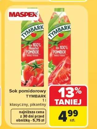 Sok pomidorowy Tymbark klasyczny +1 wariant