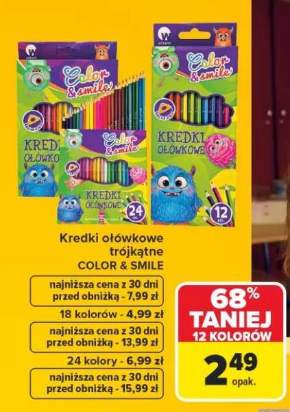 Kredki ołówkowe trójkątne Color & Smile 18 kolorów +1 wariant