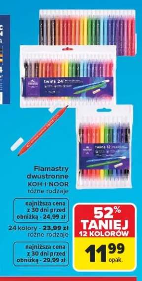 Flamastry dwustronne KOH-I-NOOR 12 kolorów