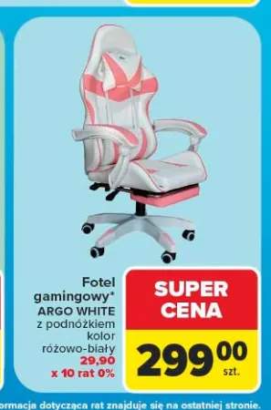 Fotel gamingowy ARGO WHITE z podnóżkiem