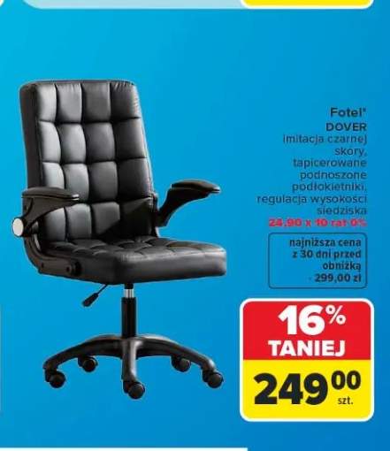 Fotel DOVER imitacja czarnej skóry