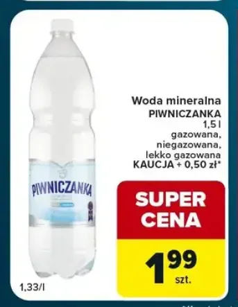 Woda mineralna Piwniczanka gazowana +2 warianty