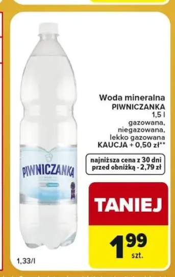 Woda mineralna Piwniczanka lekko gazowana +2 warianty