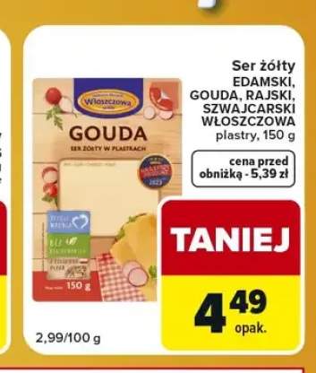 Ser żółty Szwajcarski Włoszczowa plastry +3 warianty