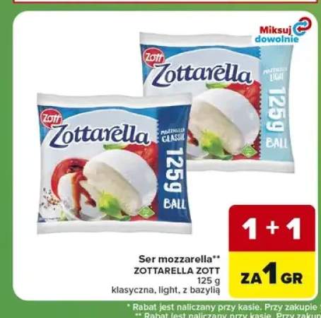 Ser mozzarella Zott Zottarella light +1 wariant