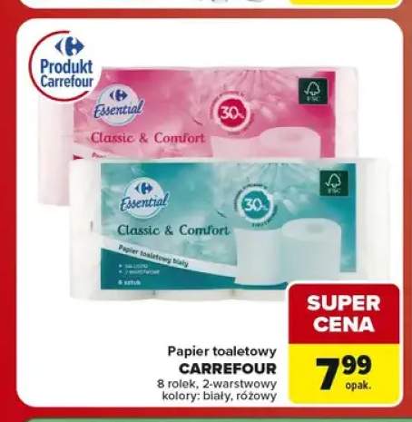 Papier toaletowy Carrefour Essential 8-pak różowy