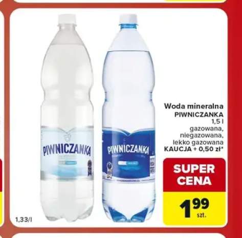 Woda mineralna Piwniczanka lekko gazowana +1 wariant