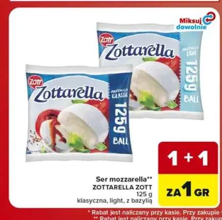 Ser mozzarella Zottarella Light Zott +2 warianty