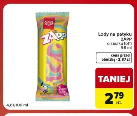 Lody na patyku Zapp o smaku toffi