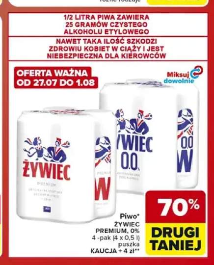 Piwo bezalkoholowe Żywiec 4-pak +1 wariant