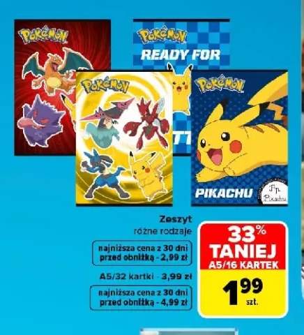 Zeszyt A5 32 kartki Pokémon +1 wariant