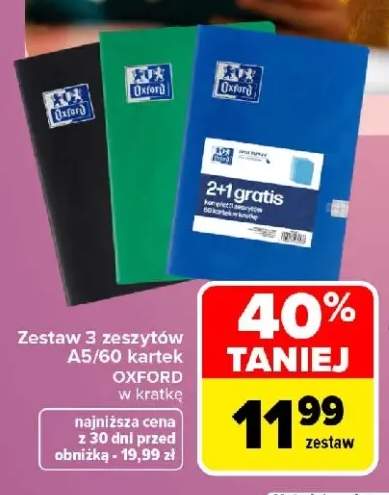 Zestaw 3 zeszytów A5 Oxford w kratkę