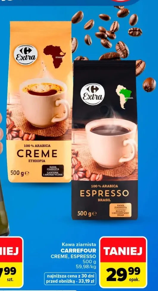 Kawa ziarnista Carrefour Extra Creme +1 wariant
