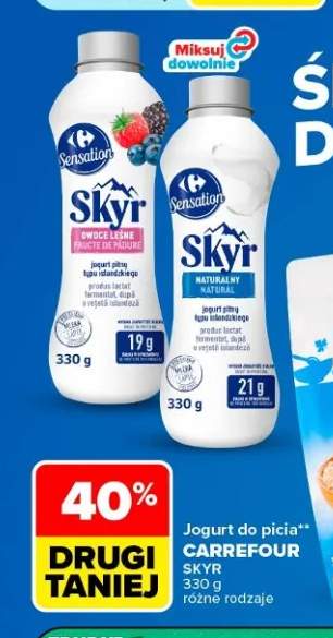 Jogurt do picia Skyr Carrefour Sensation owoce leśne +1 wariant