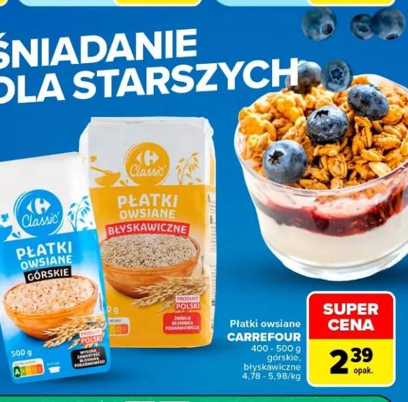 Płatki owsiane Carrefour Classic górskie +1 wariant
