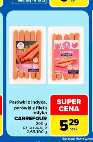 Parówki z indyka Carrefour Extra +1 wariant