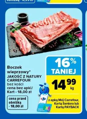 Boczek wieprzowy bez kości Jakość z Natury Carrefour