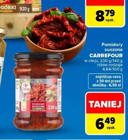 Pomidory suszone paski z ziołami w oleju Carrefour