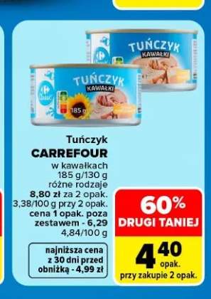 Tuńczyk w kawałkach w oleju Carrefour +1 wariant
