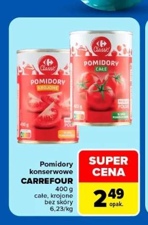 Pomidory konserwowe Carrefour Classic krojone bez skóry +1 wariant