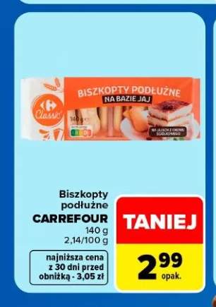 Biszkopty podłużne Carrefour Classic
