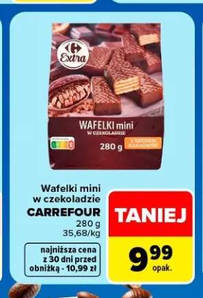 Wafelki mini w czekoladzie Carrefour Extra