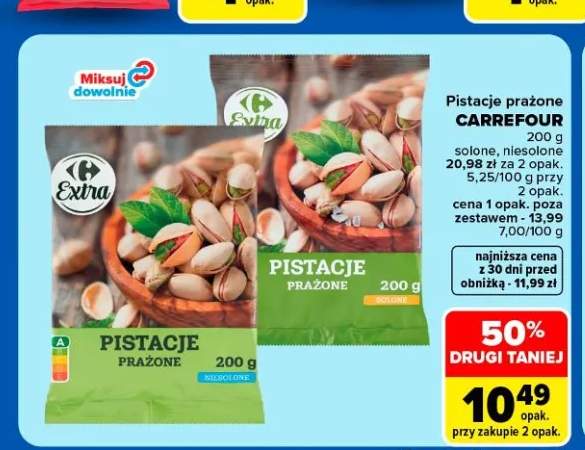 Pistacje prażone solone Carrefour Extra +1 wariant