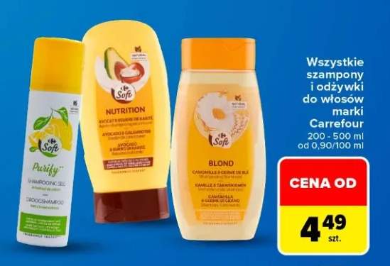 Szampony i odżywki do włosów Carrefour Soft +3 warianty