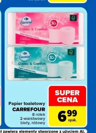 Papier toaletowy biały Carrefour Essential Classic & Comfort +1 wariant