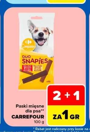 Paski mięsne dla psa Carrefour Companino Duo Snapies
