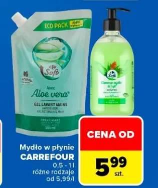 Mydło w płynie zapas Carrefour Soft Aloe Vera +1 wariant