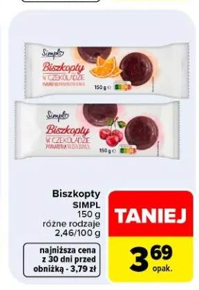 Biszkopty w czekoladzie o smaku pomarańczowym Simply +1 wariant