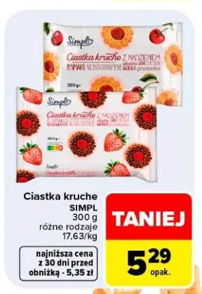 Ciastka kruche z nadzieniem o smaku wiśniowym Simply +1 wariant