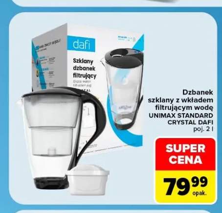Dzbanek szklany z wkładem filtrującym wodę Dafi Unimax Standard Crystal 2 l